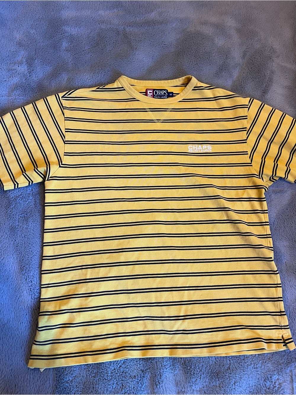 Chaps Ralph Lauren VintageYellow & Navy Striped Short Sleeve Tee M Preppy